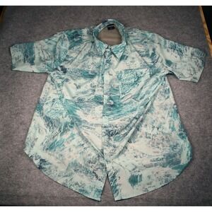 Realtree Fishing Aspect Mens XLT Big & Tall Short Sleeve Button Down Shirt Teal